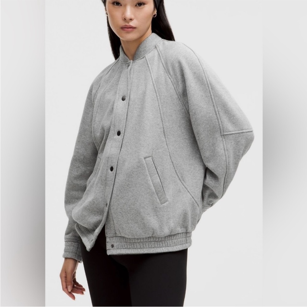 Lululemon Scuba Varsity Jacket Women's Size XS/S in Heathered Grey